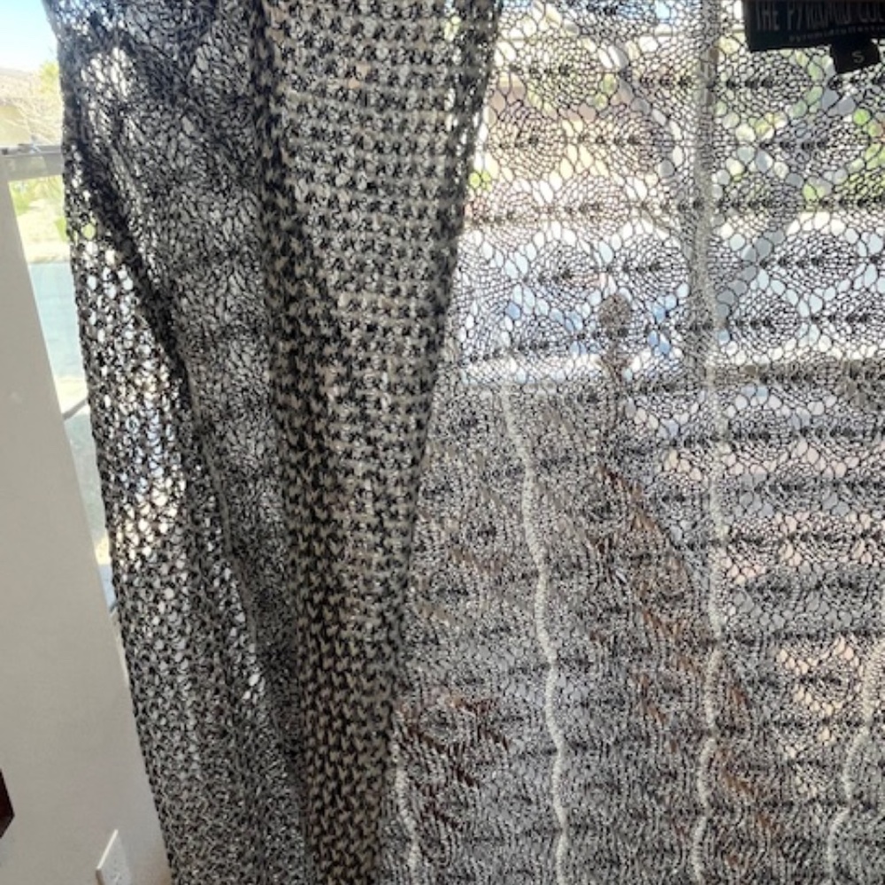 Pyramid Collection Metallic Thread Maxi Duster Cardigan Sz S  Boho Phoebe - Picture 4 of 8
